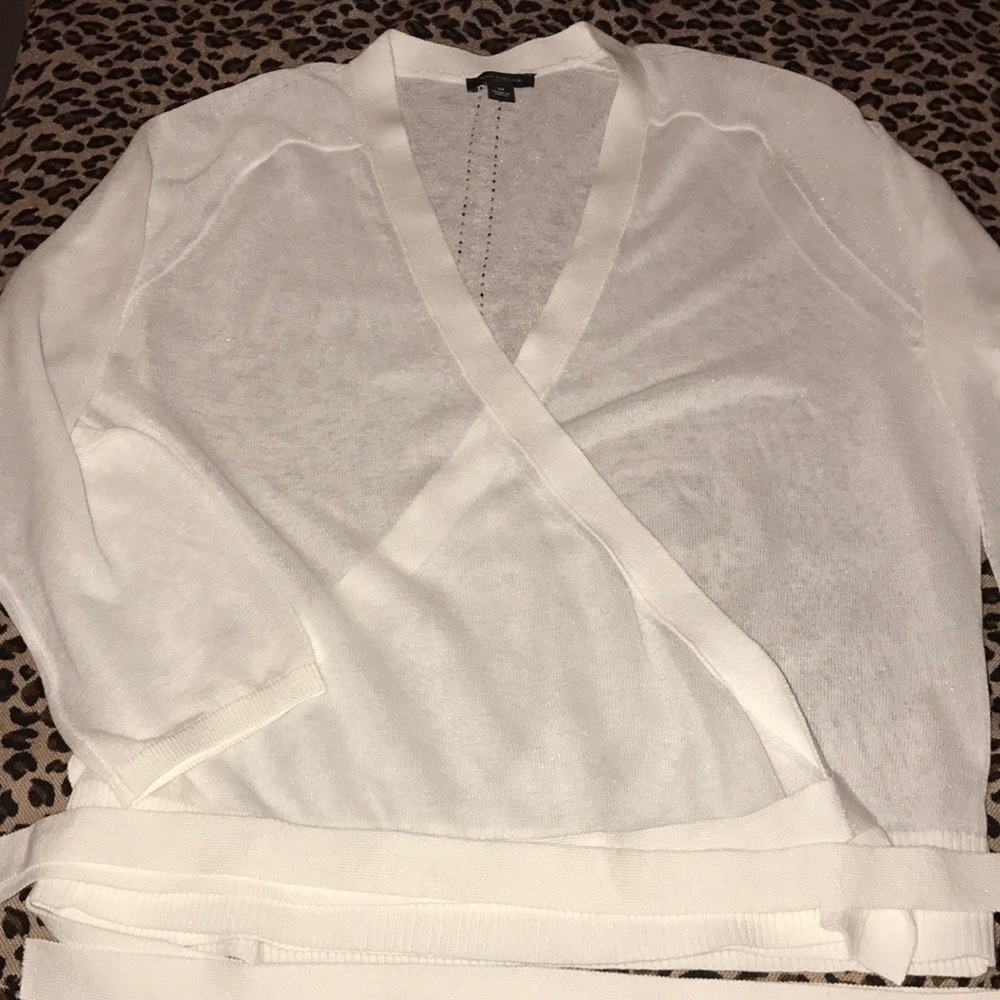 Sheer white wrap sweater